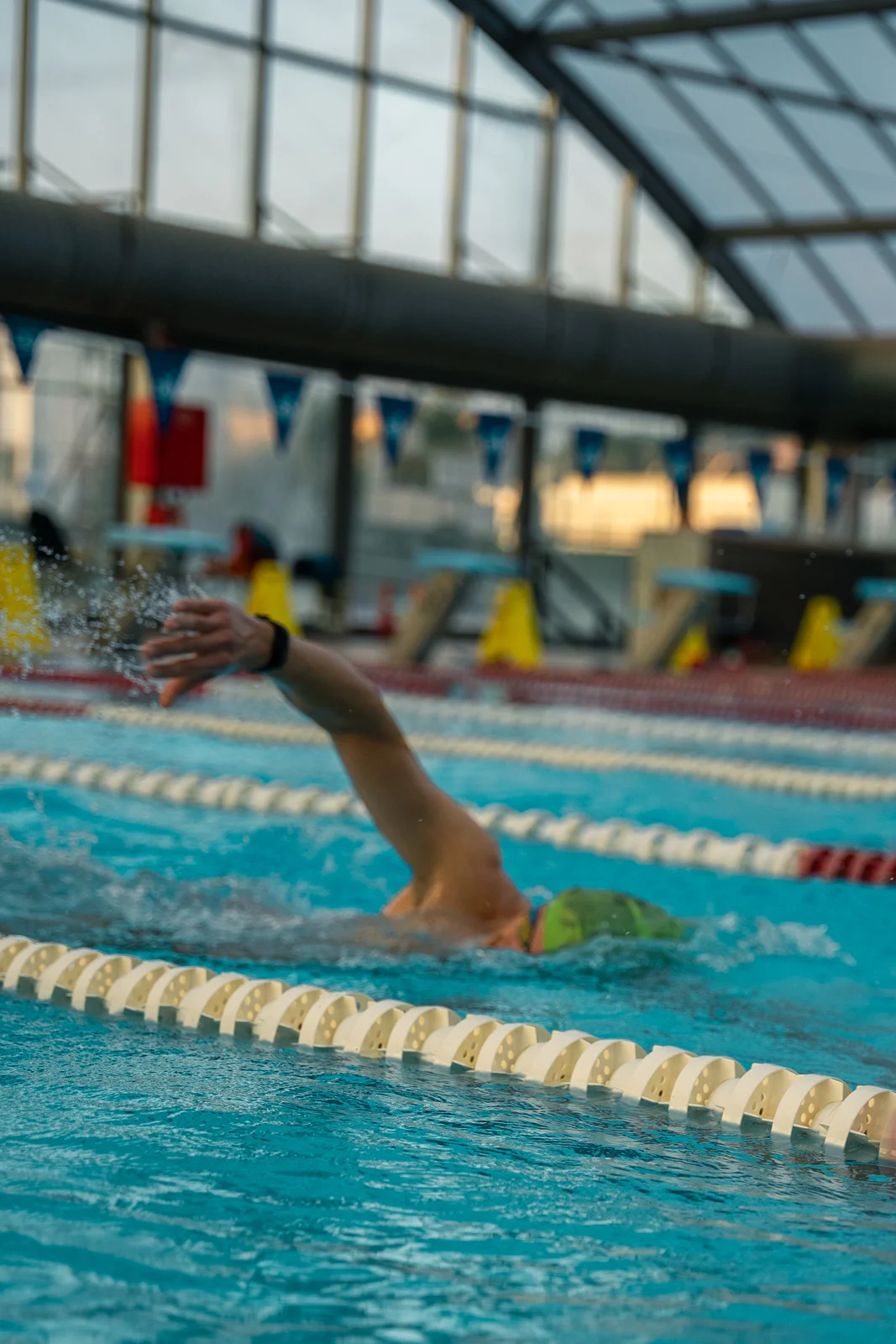 Tymon swimming freestyle during pool training